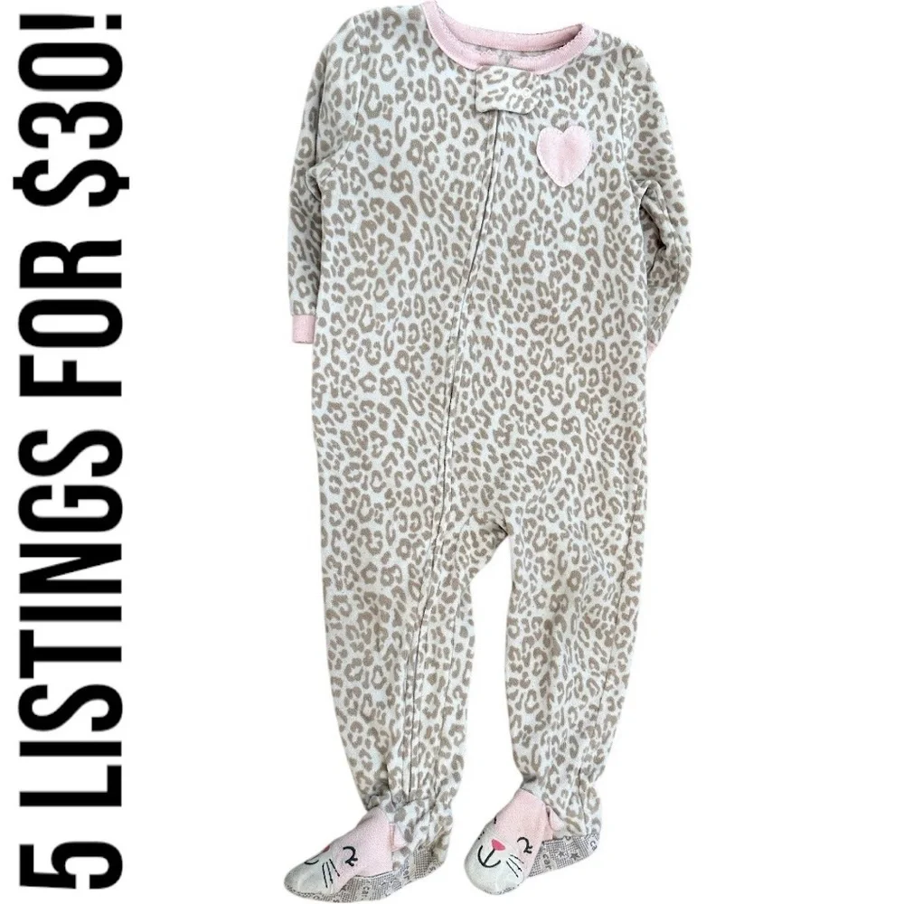 Carter’s Leopard Print Baby Toddler Girl Zip Footie One Piece Pajamas 18 Months